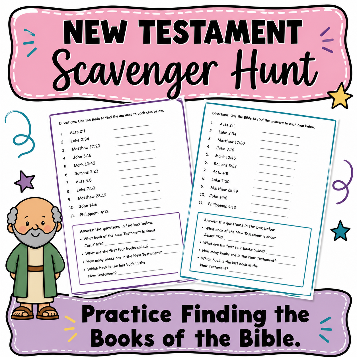 Bible Scavenger Hunt | New Testament Characters Research Activity