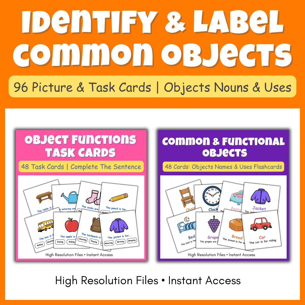 Identify & Label Common Object Functions Printable Flashcards: Speech ...