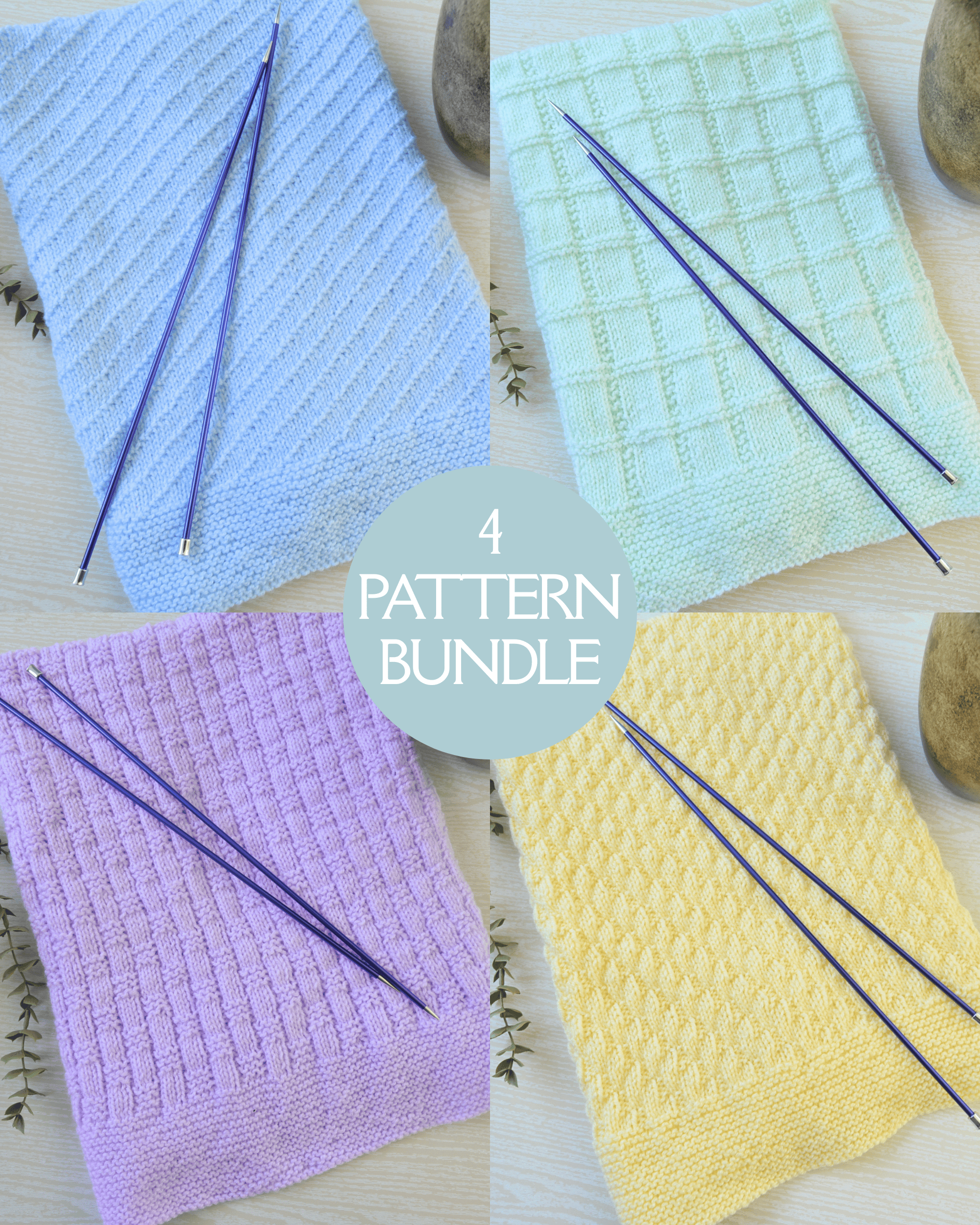 Baby Blanket Knitting Pattern Bundle 4 DK Patterns
