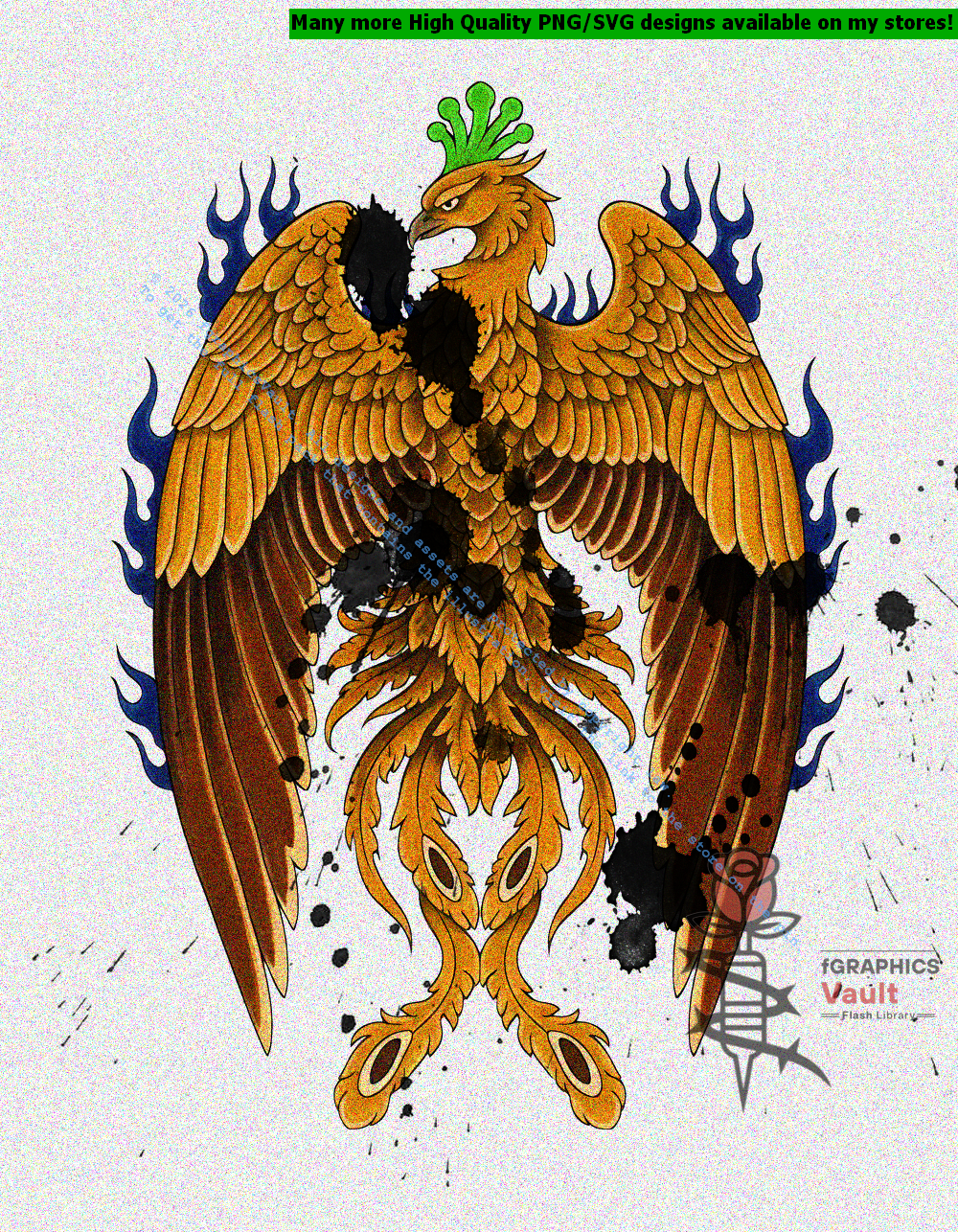 Collection of 35 Hō-ō Japanese phoenix tattoo flash designs featuring traditional irezumi artwork, standalone phoenix motifs, and detailed tattoo reference illustrations.