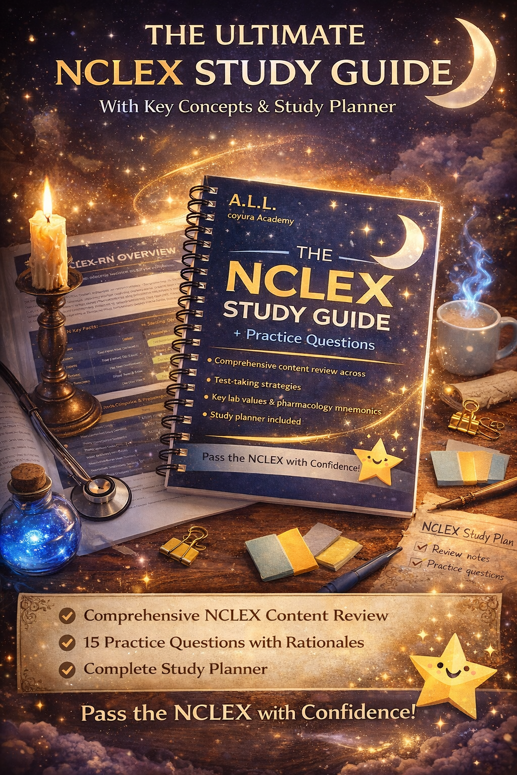 NCLEX-RN Study Guide 2026 | Complete NCLEX Review PDF with Practice Questions, Rationales, Pharmacology, Labs & Test Strategies