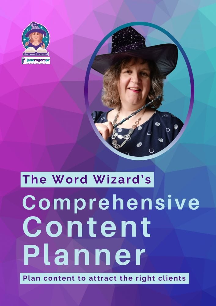 The Word Wizards Comprehensive Content Planner front cover - from Jane Rogers PR