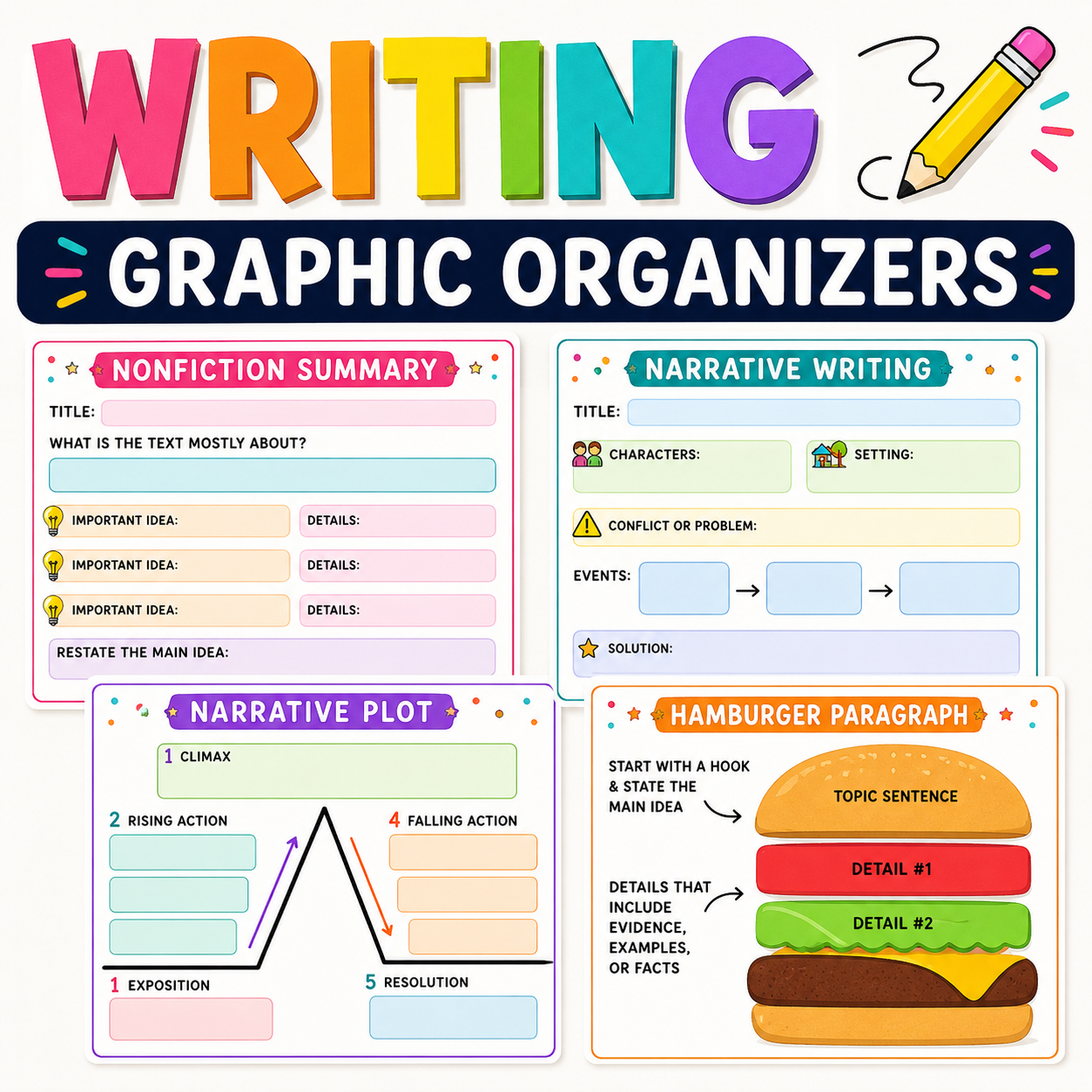 Writing Graphic Organizers | Print & Digital Google Slides™ Activities