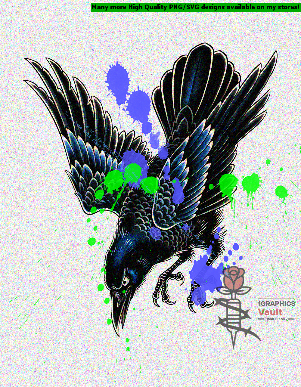 Collection of 29 crow and raven tattoo flash designs featuring traditional Japanese irezumi artwork, isolated bird motifs, and detailed tattoo reference illustrations.