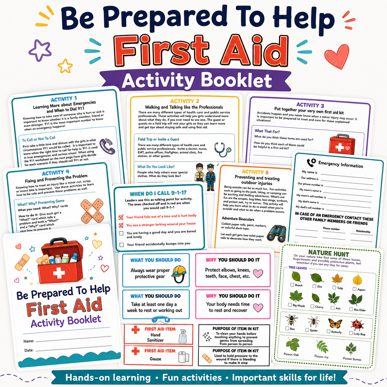 Brownie Girl Scout First Aid Activity Booklet | Health & Safety Learning Activities