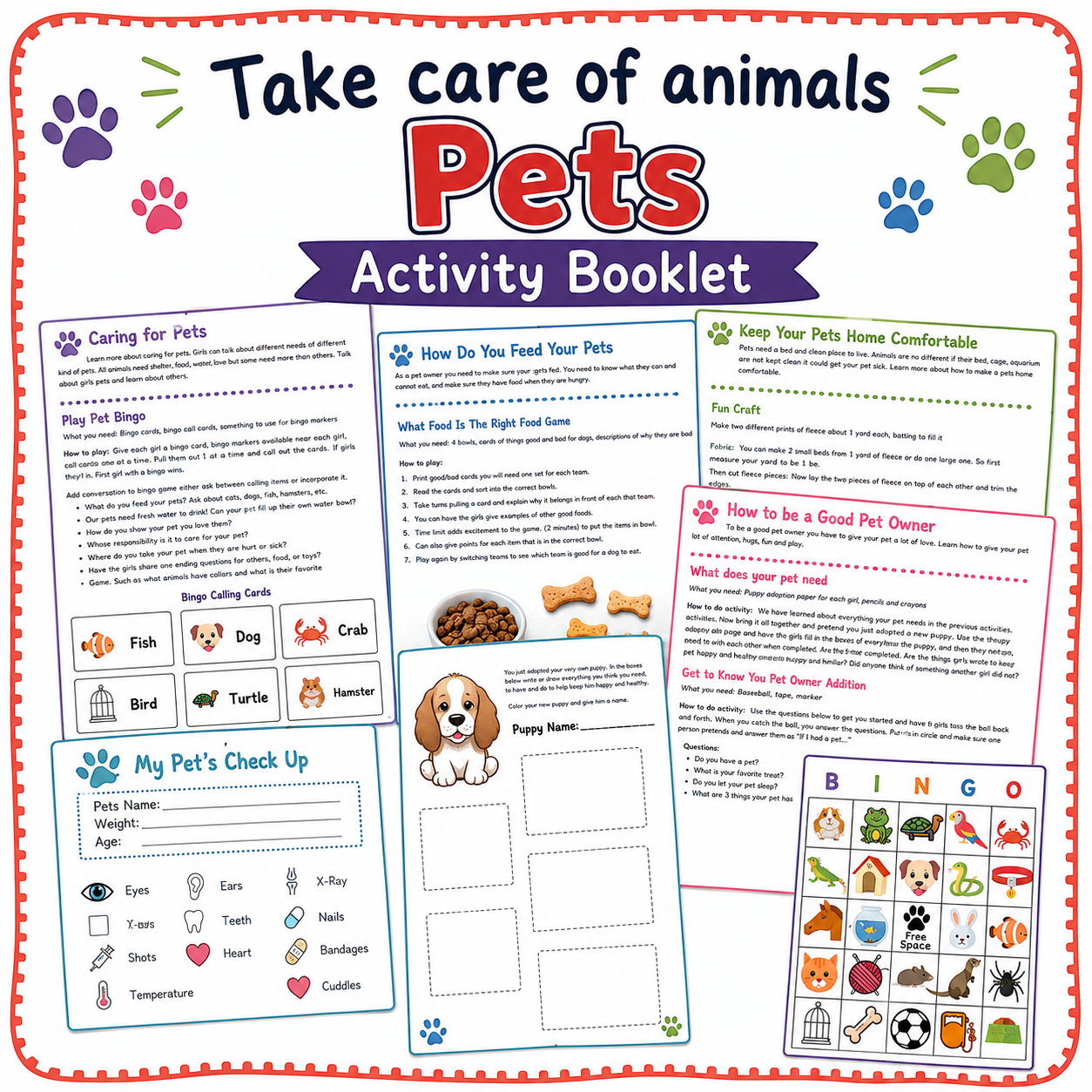 Brownie Girl Scout Pets Activity Booklet | Pet Care & Responsibility Activities