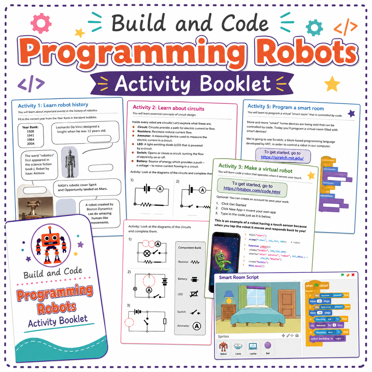 Cadette Girl Scout Programming Robots Activity Booklet | STEM & Coding Badge Activities