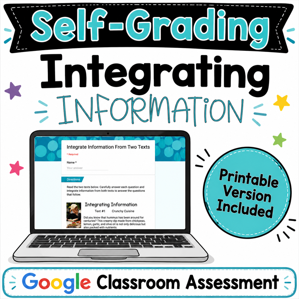 RI4.9 RI5.9 - Integrating Information Quiz: Self-Grading [DIGITAL + PRINTABLE]