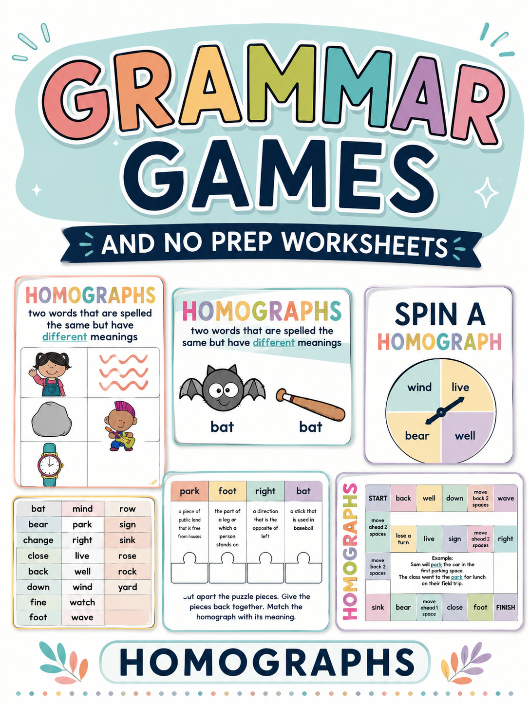 Homographs Activities | Grammar Games, Worksheets & Anchor Charts