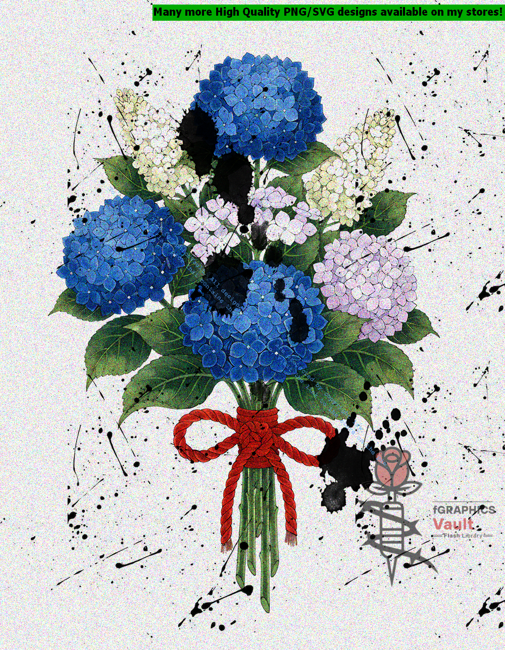 Collection of 63 Japanese hydrangea tattoo flash designs featuring traditional irezumi floral artwork, detailed hydrangea motifs, and tattoo reference illustrations.