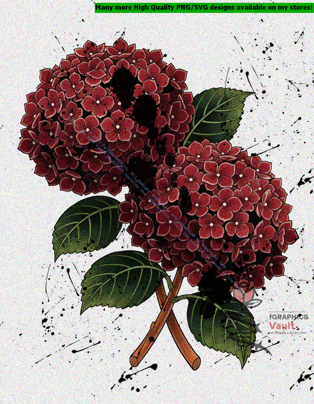 Collection of 63 Japanese hydrangea tattoo flash designs featuring traditional irezumi floral artwork, detailed hydrangea motifs, and tattoo reference illustrations.