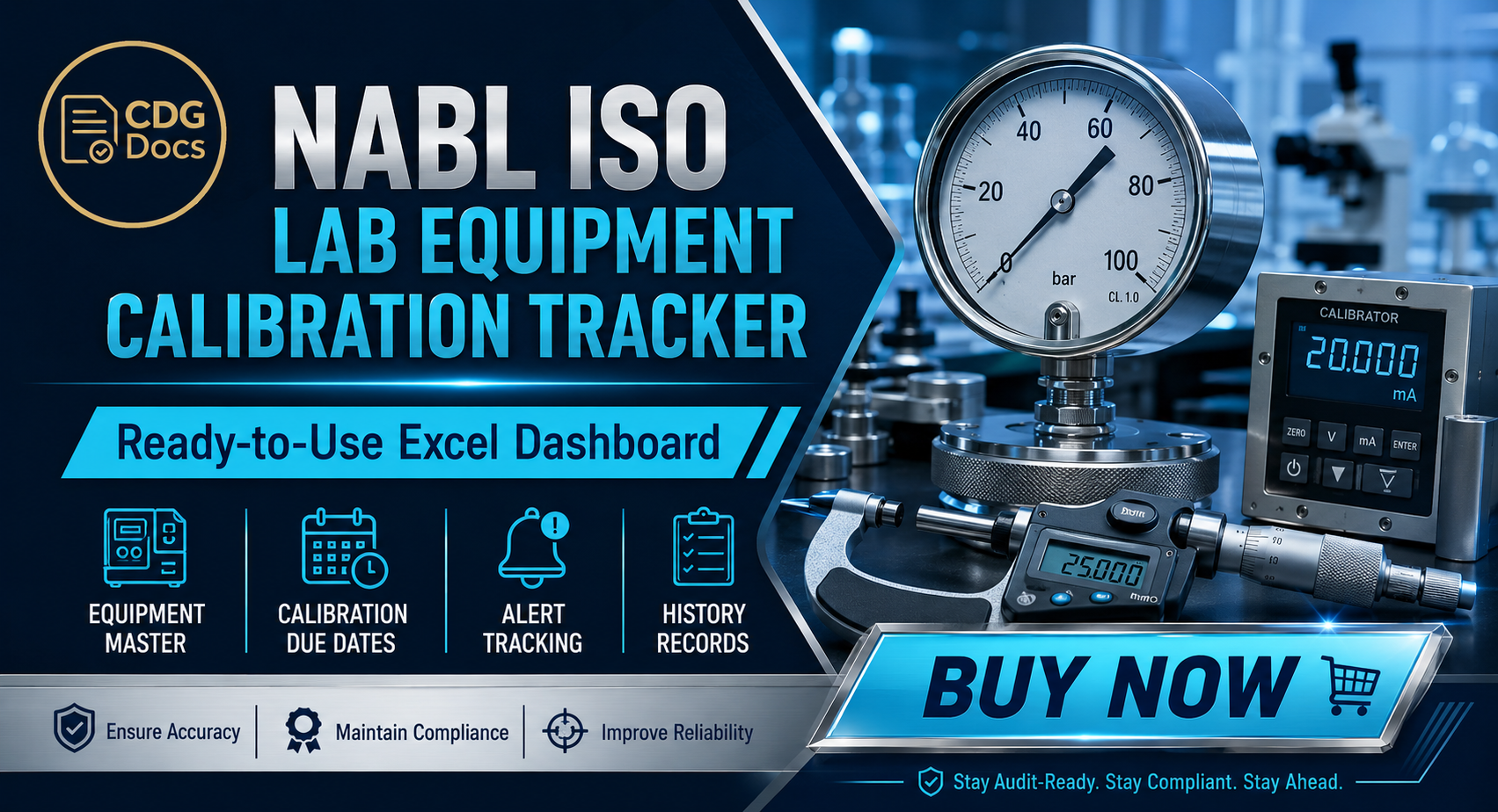 NABL Lab Excel Dashboard | ISO Equipment Calibration Tracker | Master ...