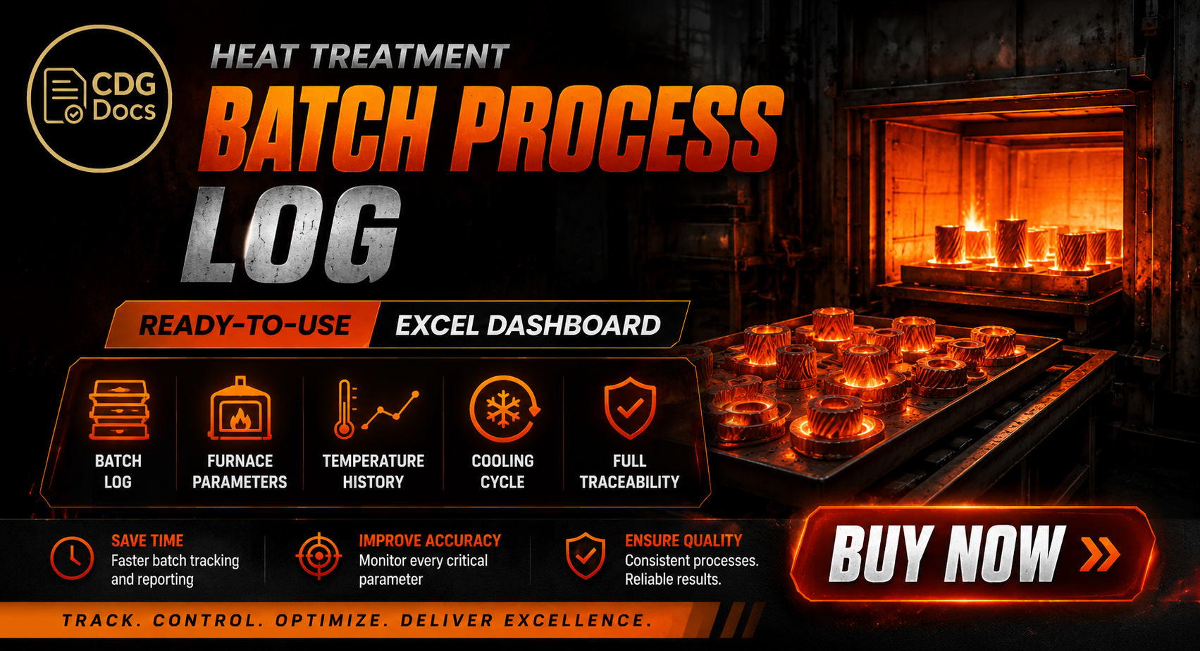 Heat Treatment Excel Dashboard | Batch Process Furnace Log | Hardening ...