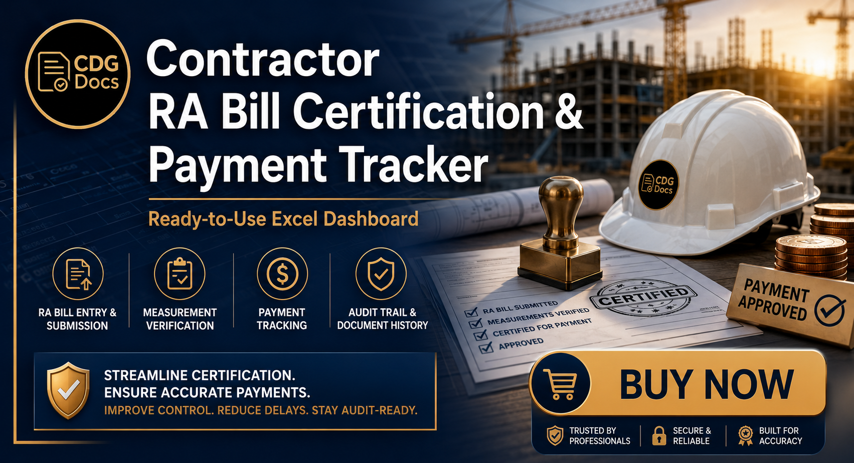 Ra Bill Format RA Bill Excel Dashboard | Contractor Certification Payment Tracker ...
