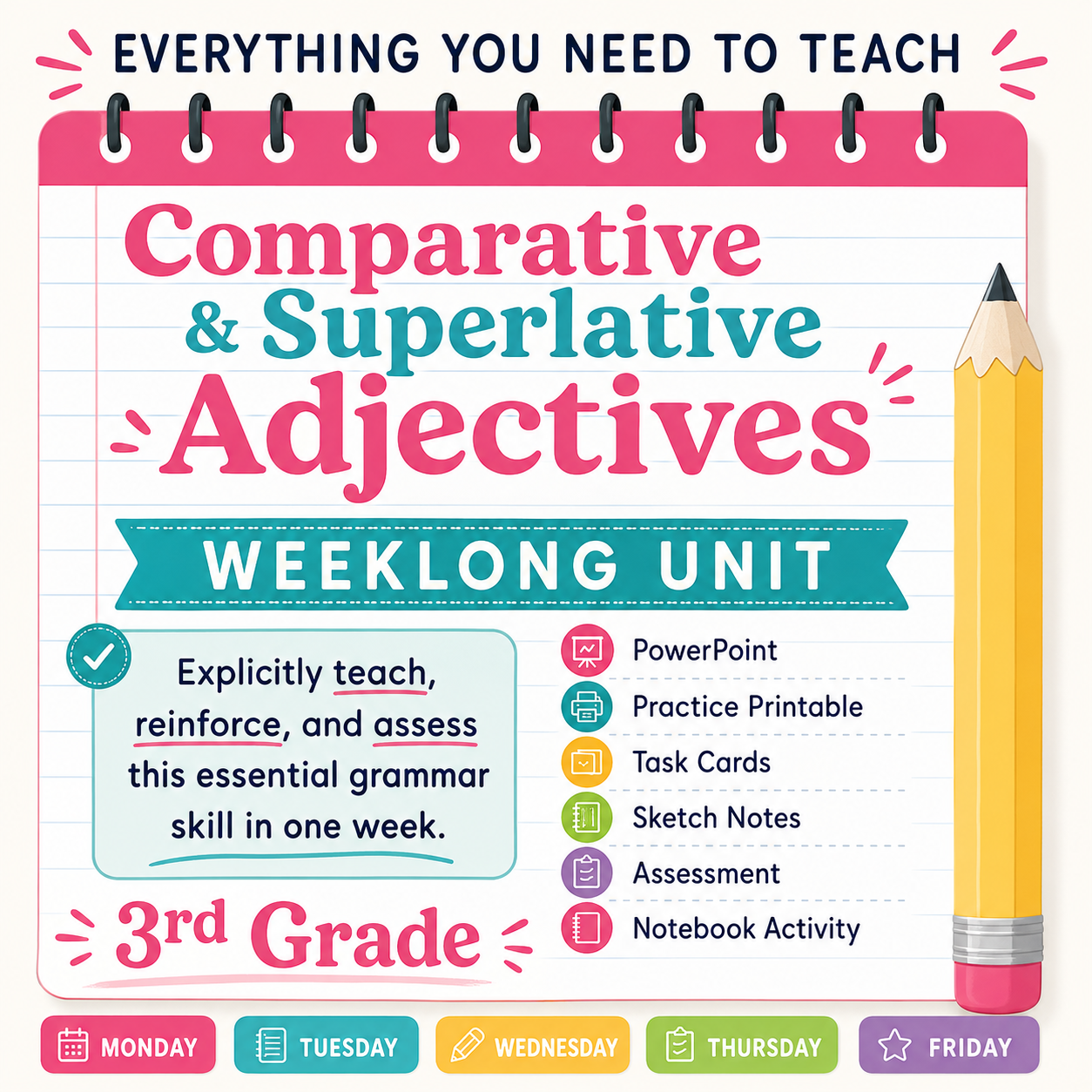 3rd Grade Grammar Unit | Comparative & Superlative Adjectives