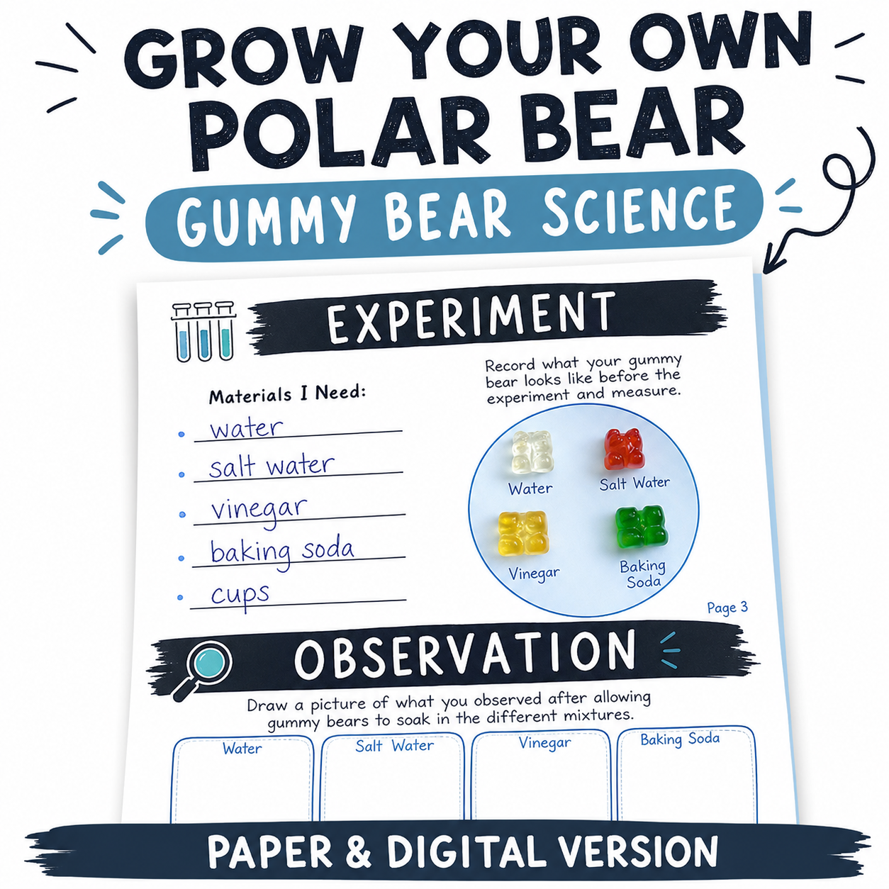 Grow Your Own Polar Bear Science Experiment | Fun Gummy Bear STEM Activity
