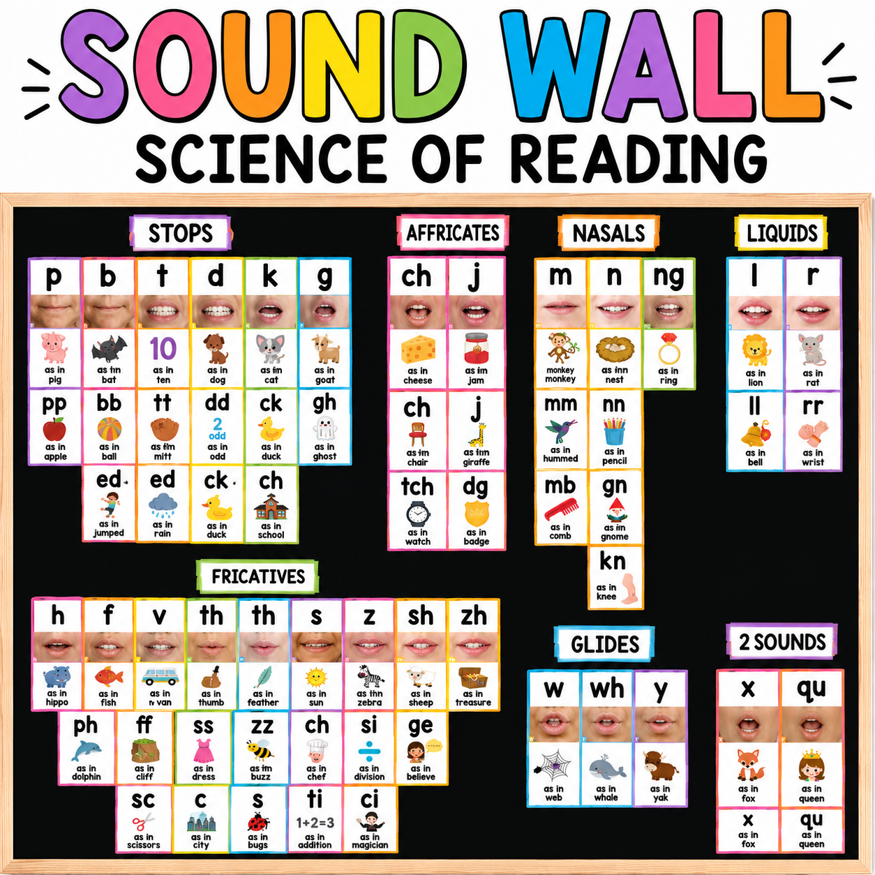 Sound Wall Mouth Pictures & Phonics Posters | Science of Reading Aligned