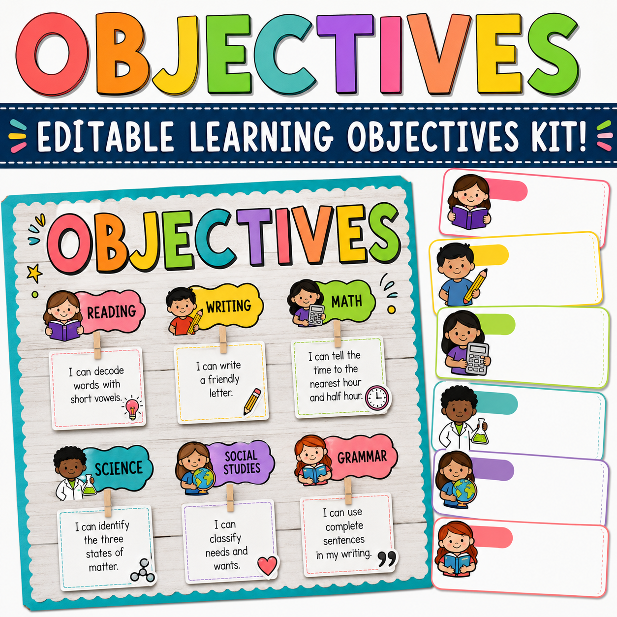 Editable Learning Objectives Display | Learning Targets Bulletin Board Decor