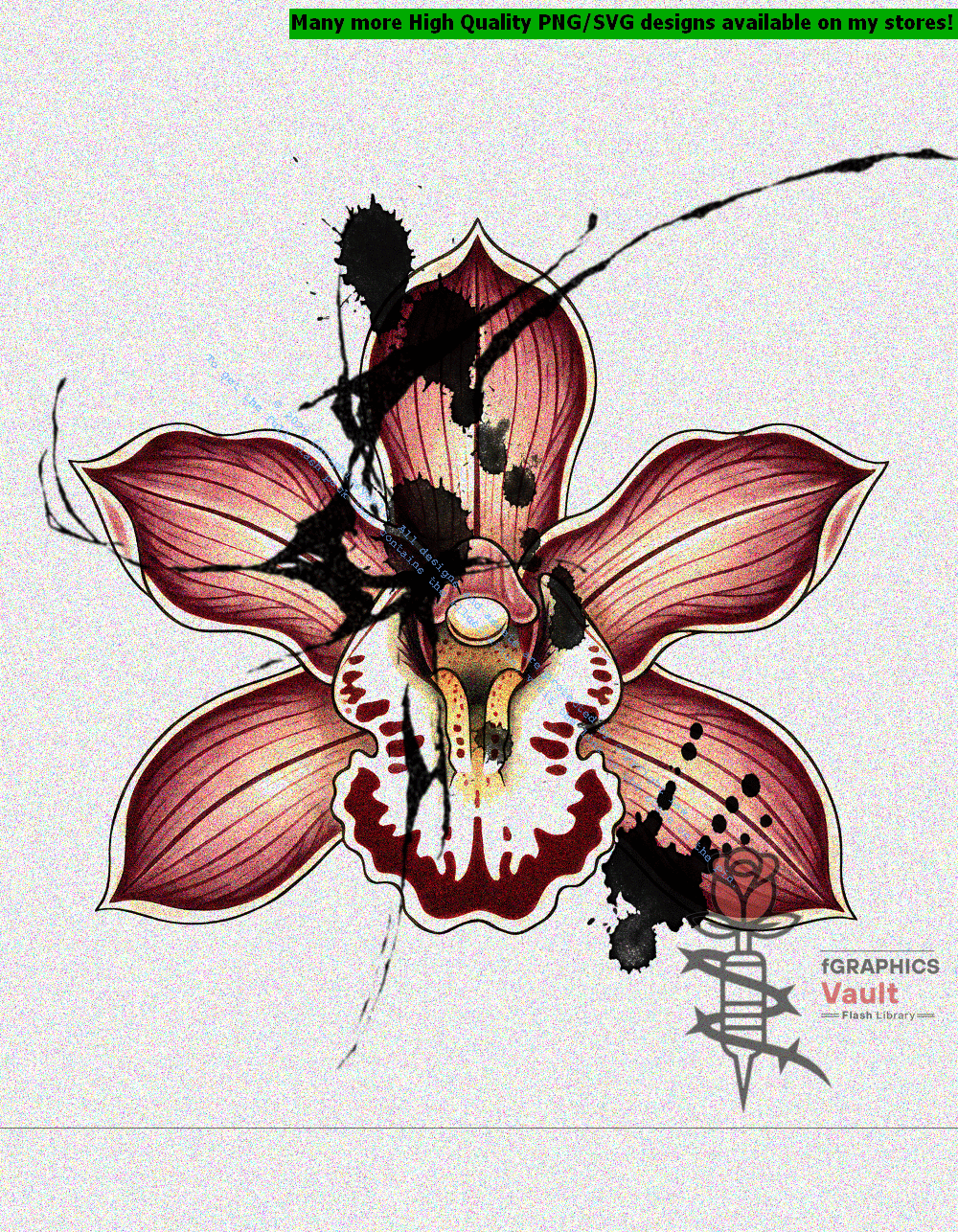 Collection of 55 Japanese orchid flower tattoo flash designs featuring traditional irezumi floral artwork, detailed orchid motifs, and tattoo reference illustrations.