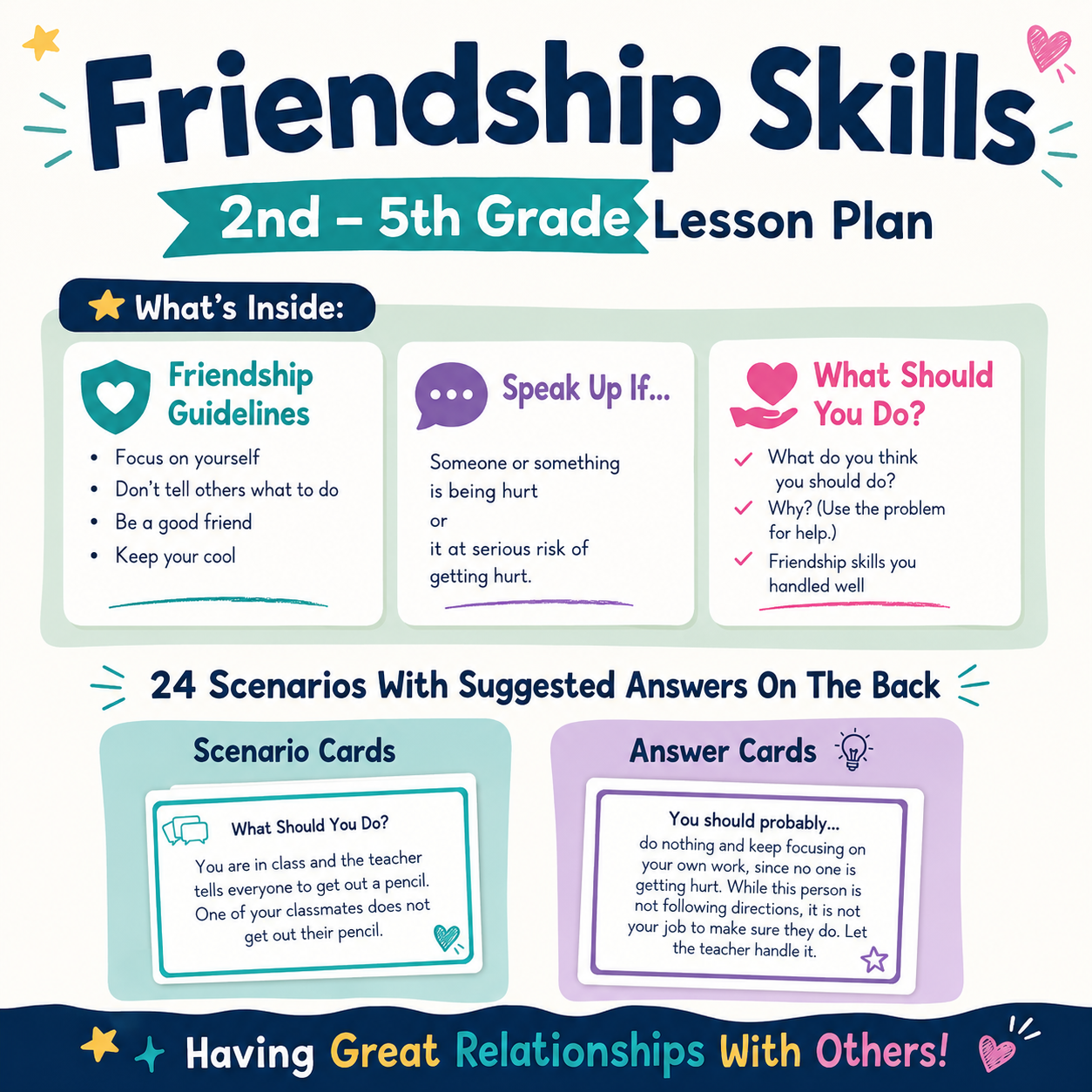 Friendship Skills Scenario Cards | Building Positive Relationships & Social Skills