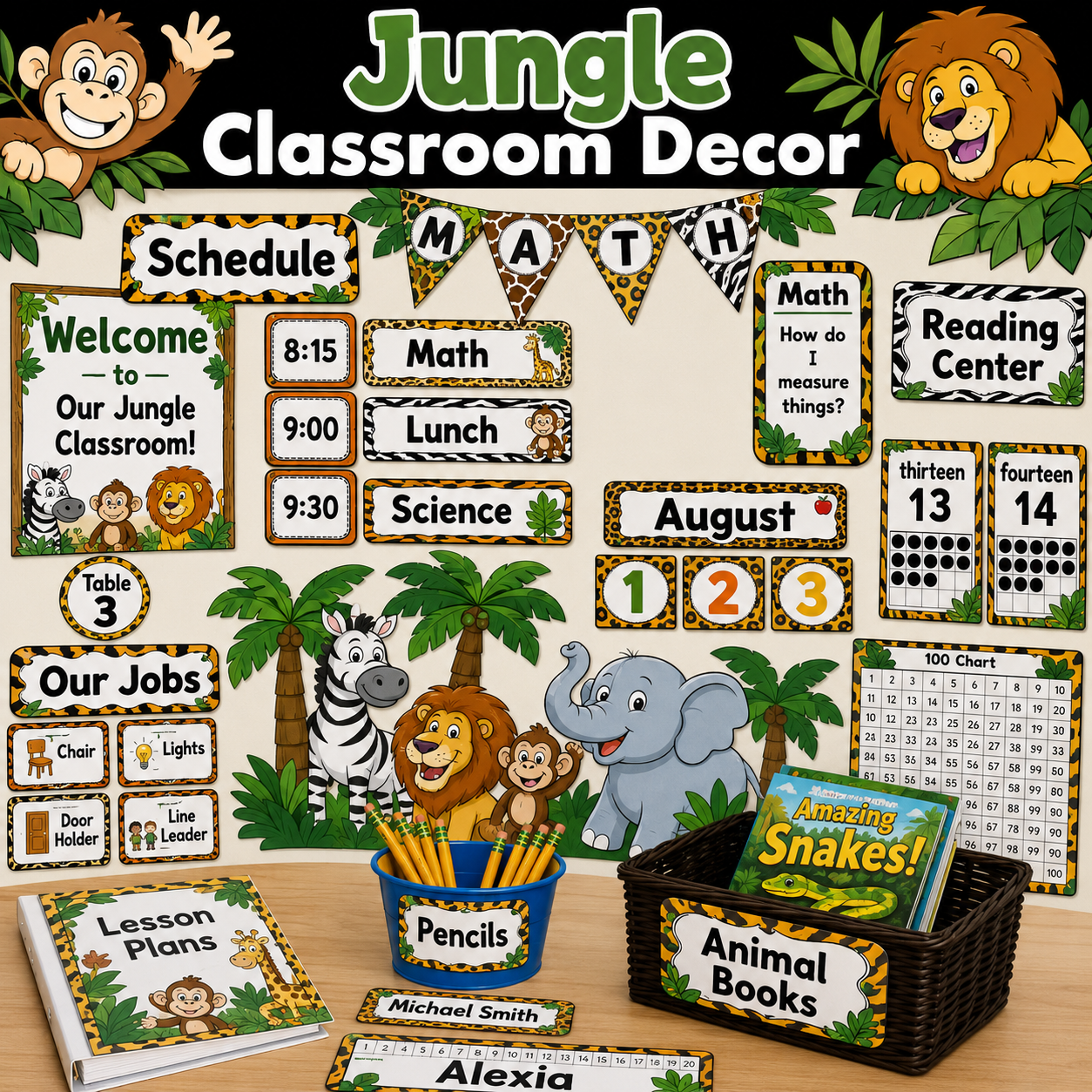 Editable Jungle & Zoo Classroom Decor Bundle | Themed Classroom Resources
