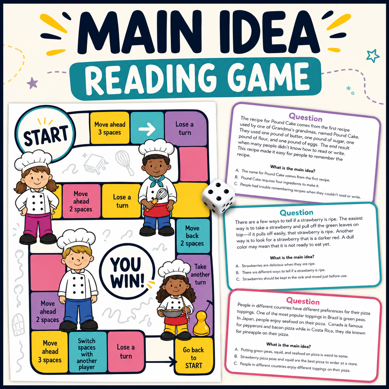 Main Idea & Supporting Details Task Cards | ELA Reading Centers