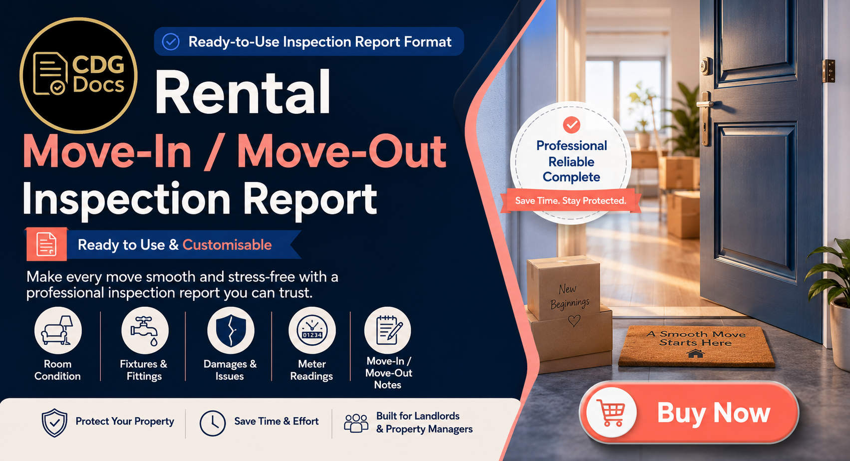 Rental Move-In Move-Out Inspection Report Template | Tenant Property ...