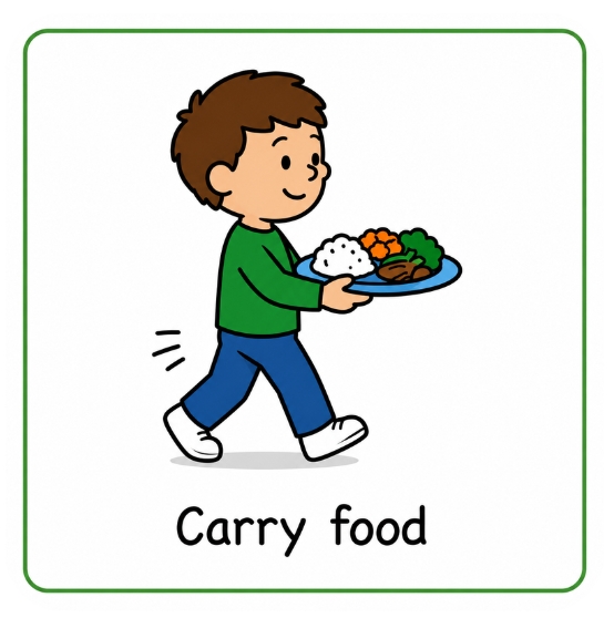 Carry Food meal time routine visual card for preschoolers