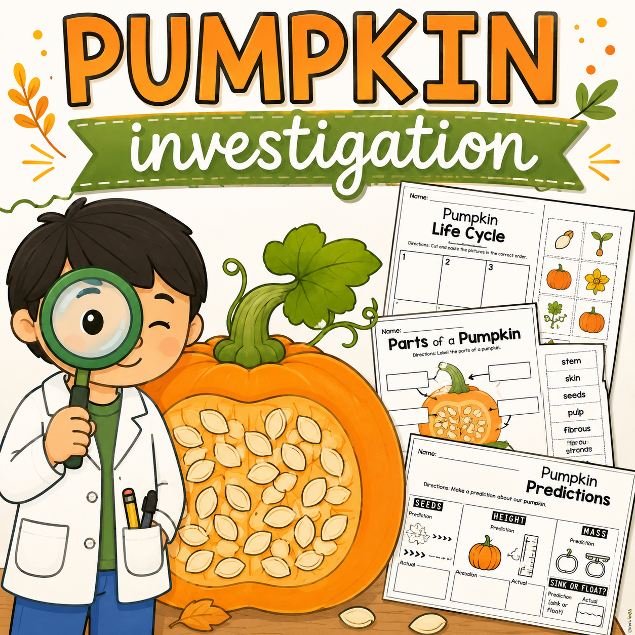 Pumpkin Investigation Unit | Pumpkin Life Cycle & Science Activities