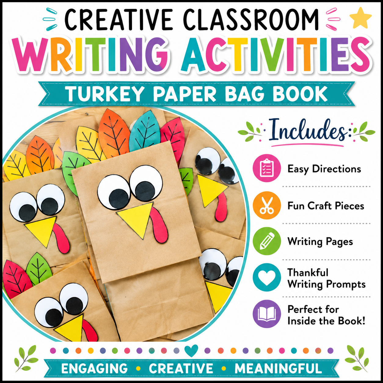 Thanksgiving Turkey Craft | Paper Bag Book Activity for November