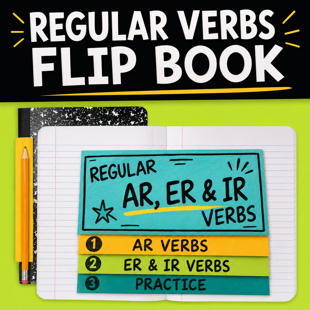 Spanish Regular -AR, -ER, -IR Present Tense Flip Book | Digital Google Slides Activity