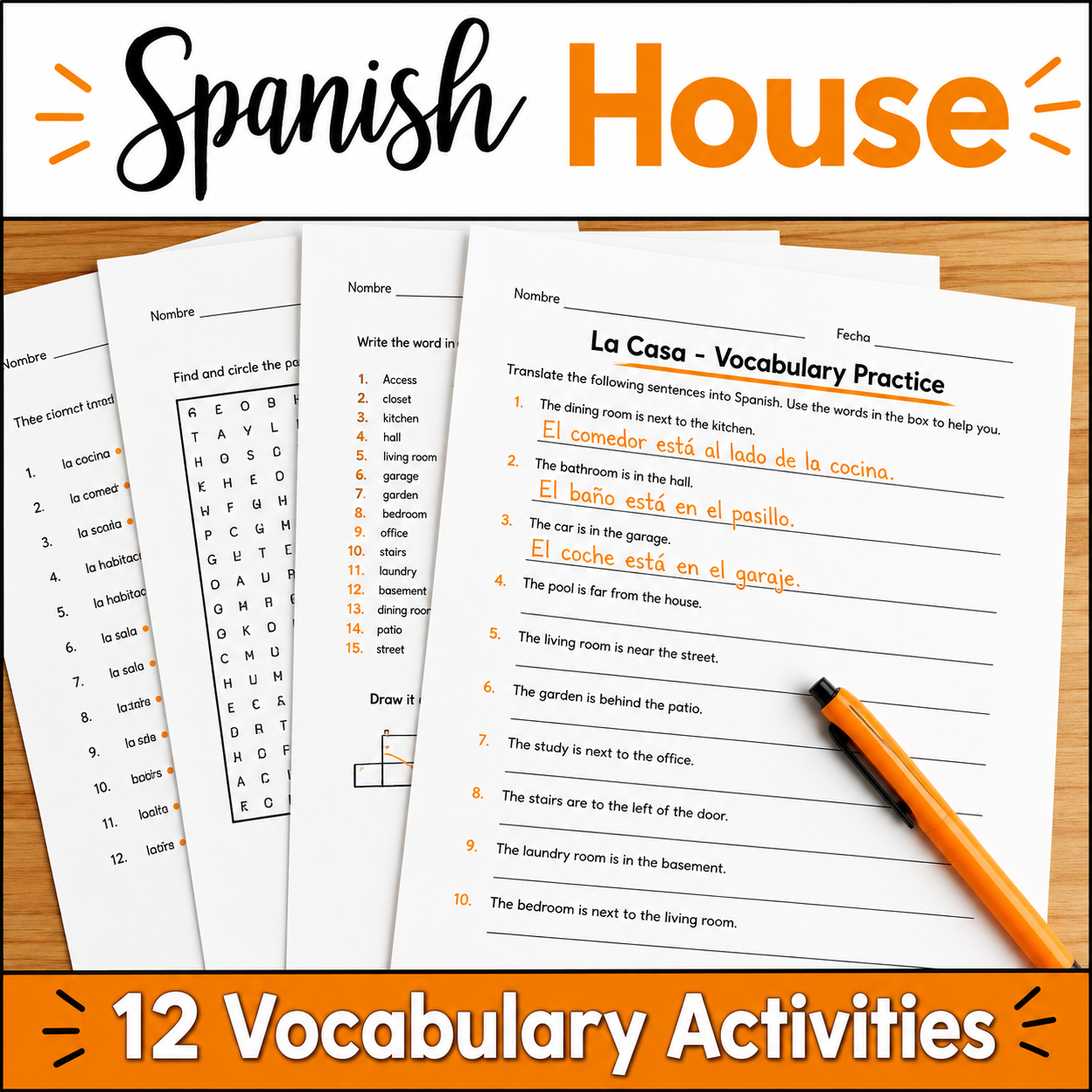 La Casa (The House) Spanish Vocabulary Activities