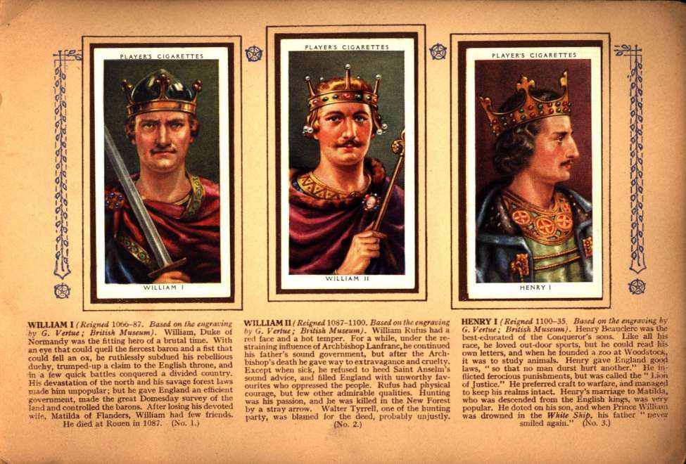 Kings and Queens of England,  Old Tobacco Cards Booklet, Preview Page.