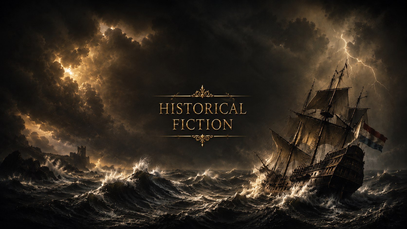 Painting of a Dutch East Indiaman resembling the Batavia in a storm