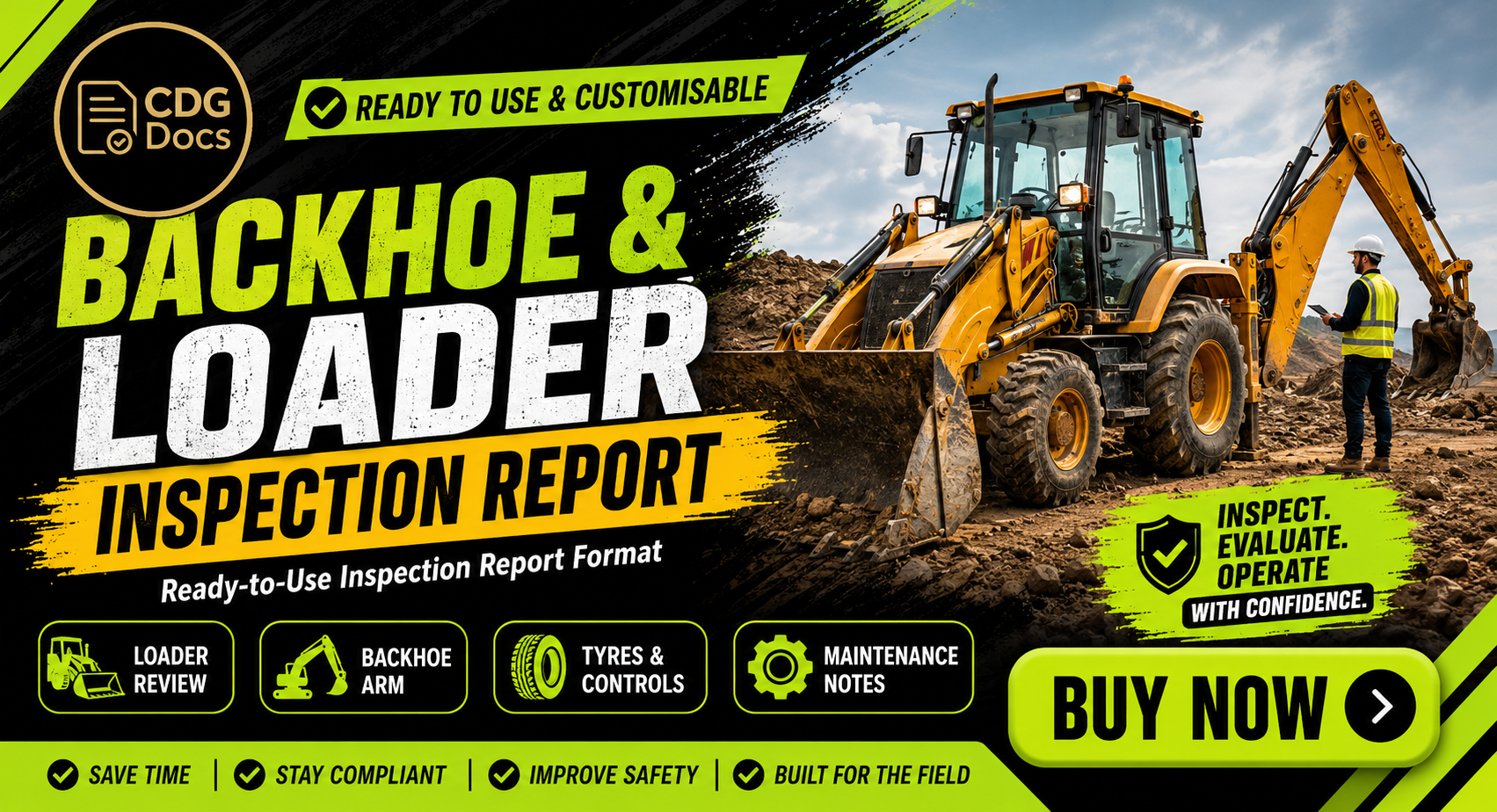 Backhoe & Loader Inspection Report Template | Backhoe Loader Safety ...