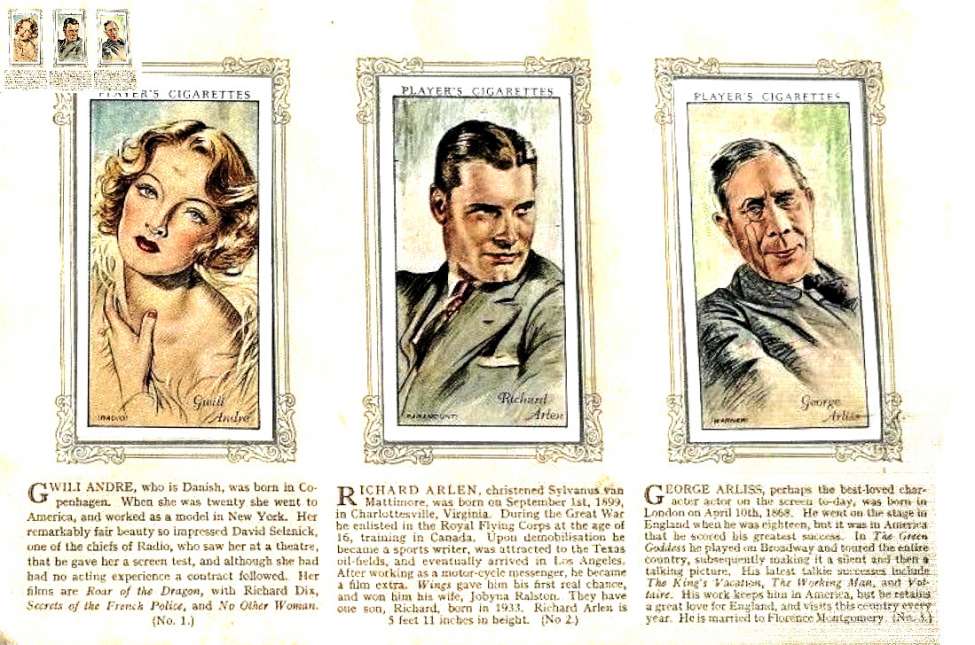 Film Stars, Tobacco Cards Booklet, 1934, Preview Page
