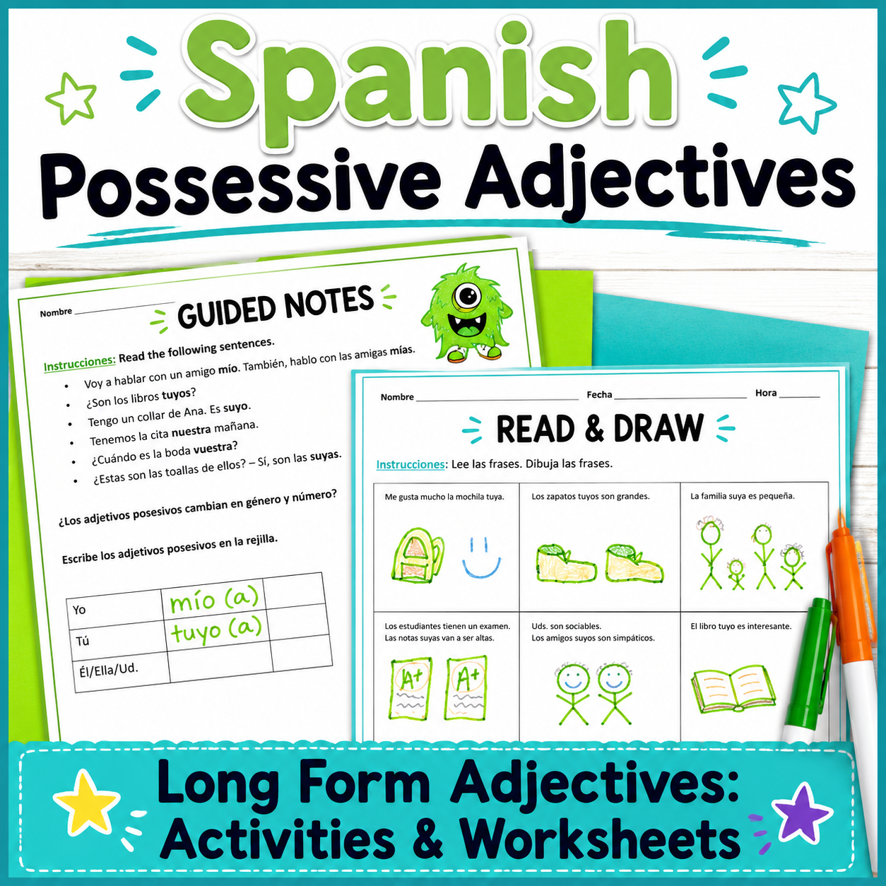 Spanish Possessive Adjectives Worksheets | Natural Approach & Zero-Prep Activities