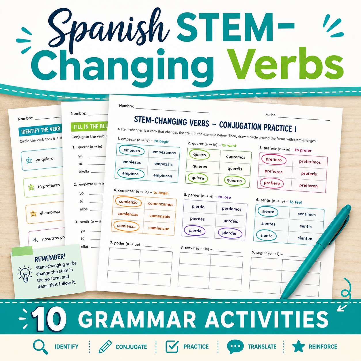 Spanish Stem-Changing Verbs Activities | Grammar Practice & Review