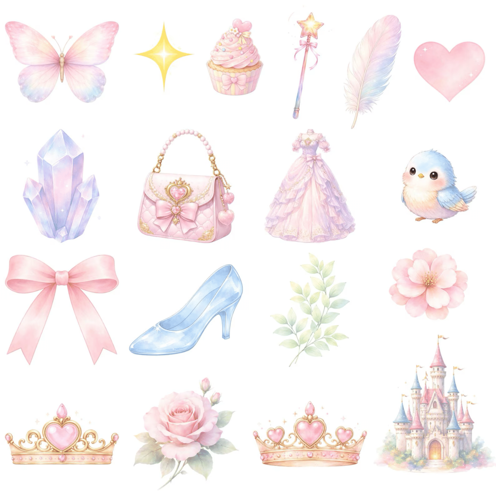 Baby Princess Watercolor PNG Clipart Bundle, Fairytale Storybook Girls ...