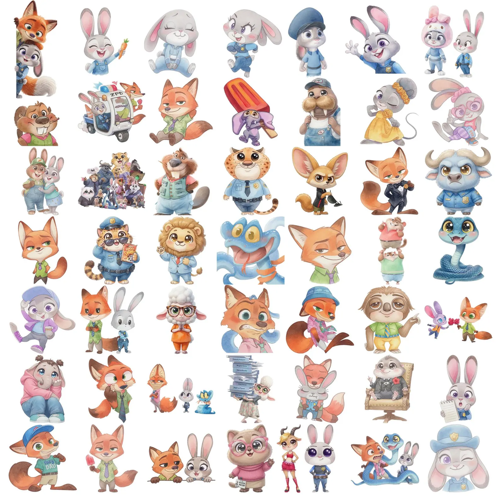 Zootopia 2 Watercolor PNG Clipart Bundle, Zootropolis Cartoon Animal ...