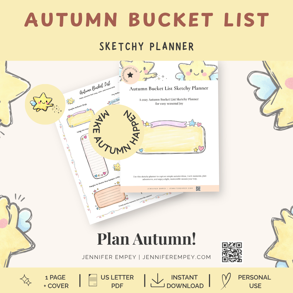 Autumn Bucket List Sketchy Planner - Printable
