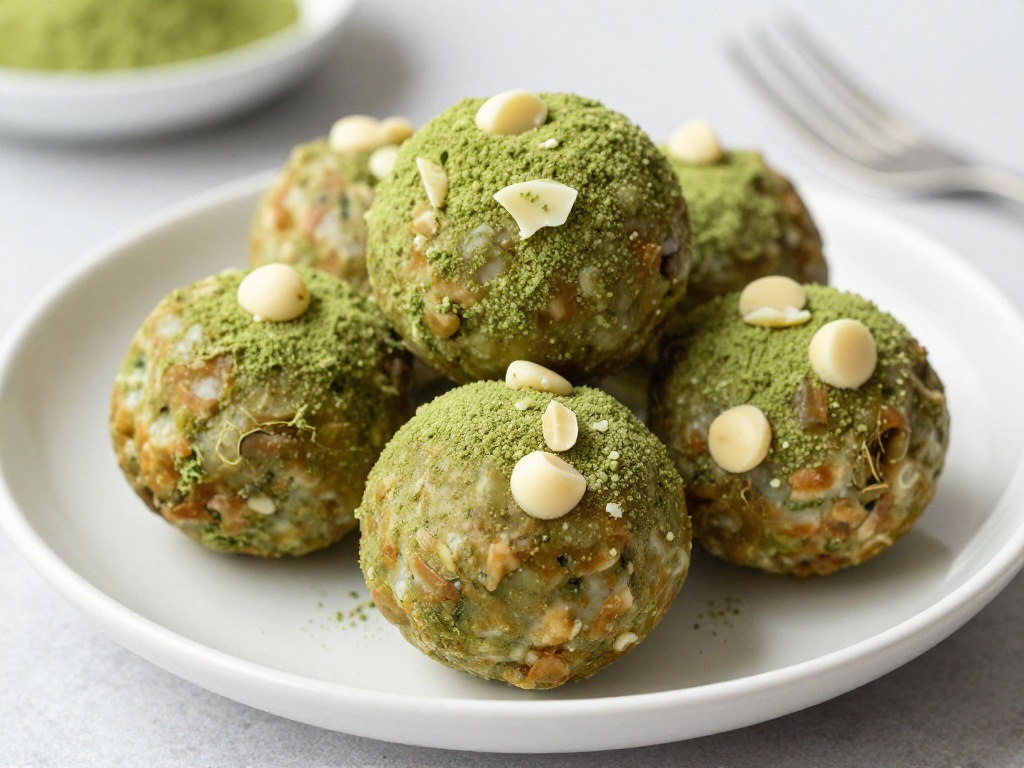 Matcha and White Chocolate Chip Balls