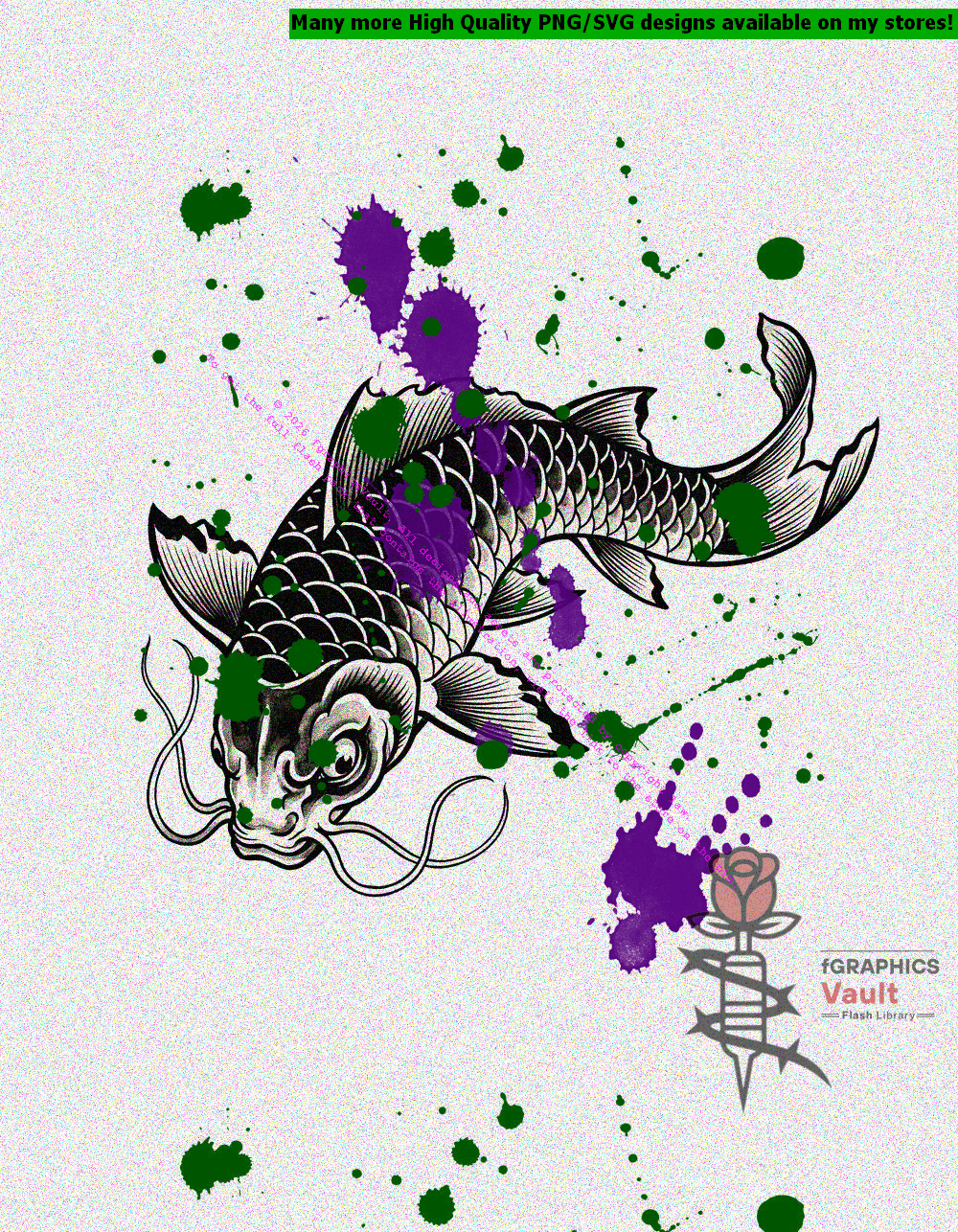 Collection of 9 blackwork koi fish tattoo motifs featuring traditional Japanese irezumi-inspired designs, bold linework, and standalone tattoo reference artwork.