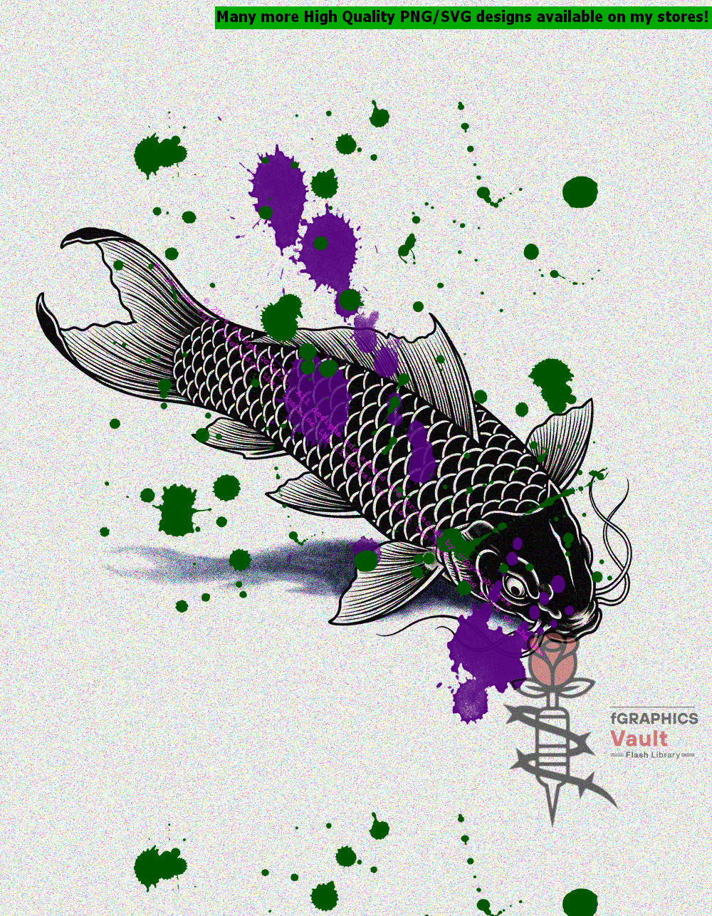 Collection of 9 blackwork koi fish tattoo motifs featuring traditional Japanese irezumi-inspired designs, bold linework, and standalone tattoo reference artwork.