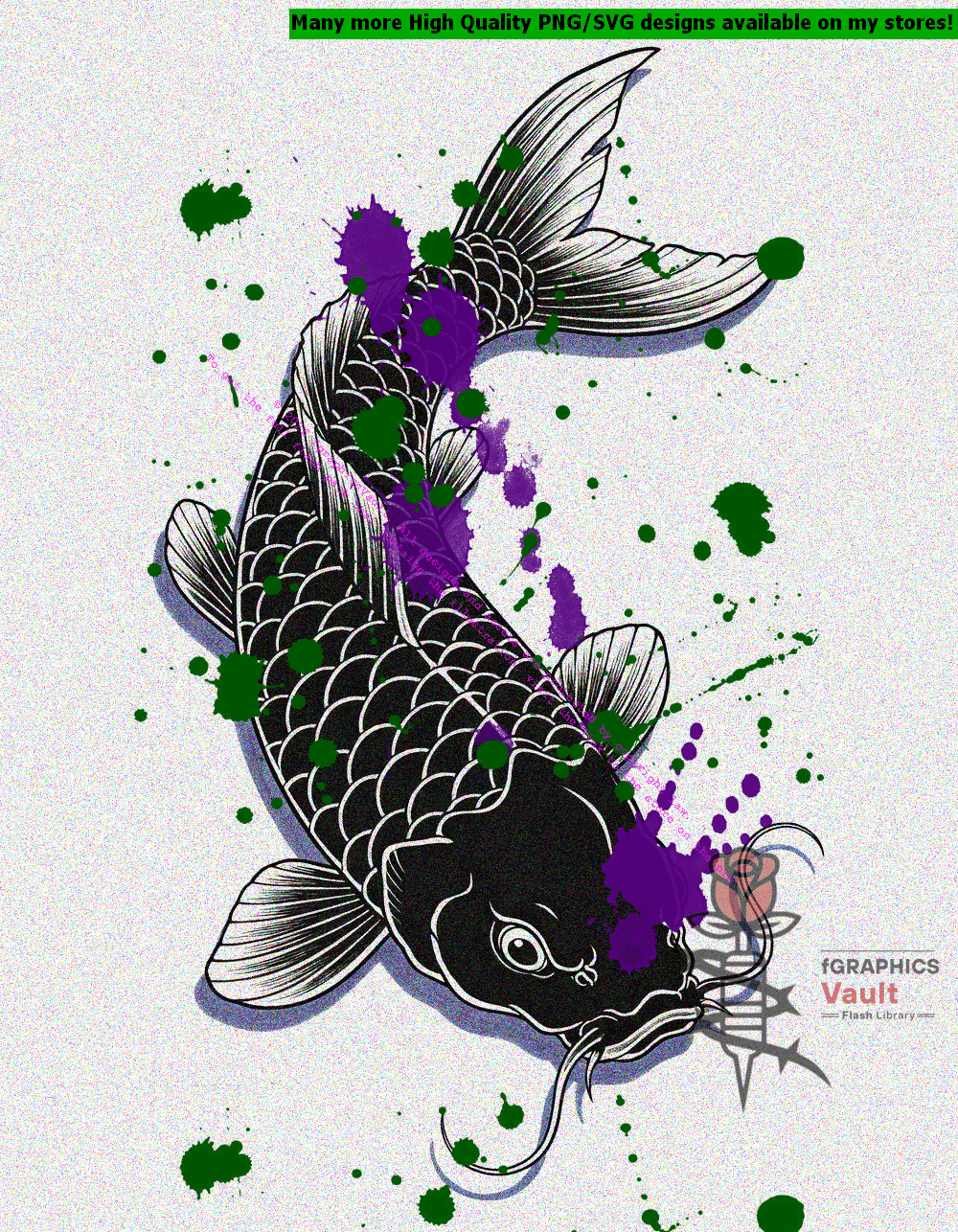 Collection of 9 blackwork koi fish tattoo motifs featuring traditional Japanese irezumi-inspired designs, bold linework, and standalone tattoo reference artwork.