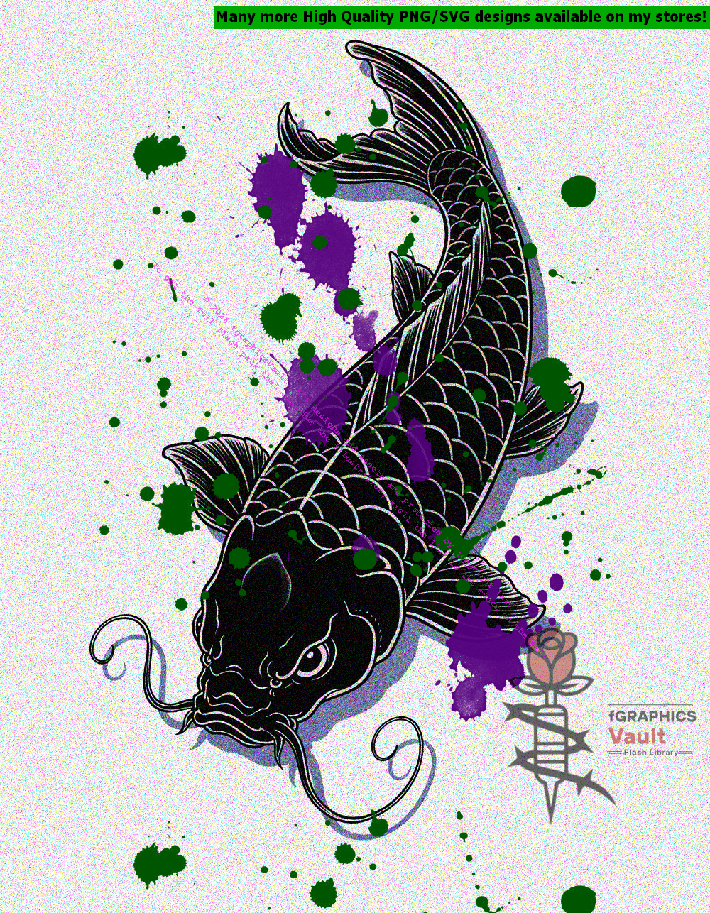 Collection of 9 blackwork koi fish tattoo motifs featuring traditional Japanese irezumi-inspired designs, bold linework, and standalone tattoo reference artwork.