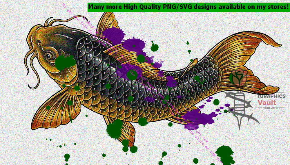 Collection of 23 standalone koi fish tattoo designs featuring Japanese-inspired irezumi artwork, detailed linework, and high-resolution reference illustrations.