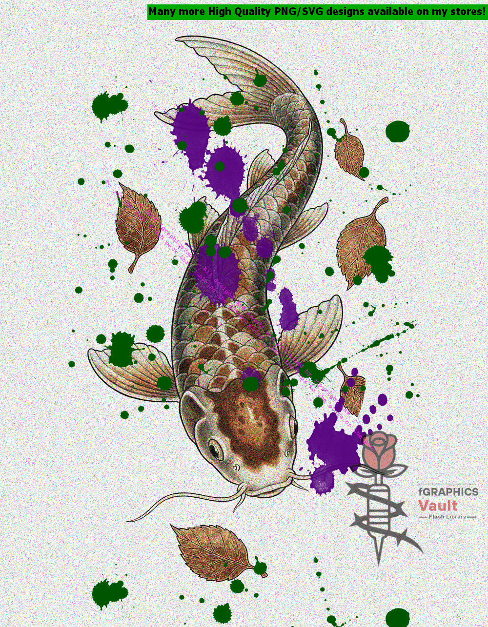 Collection of 23 standalone koi fish tattoo designs featuring Japanese-inspired irezumi artwork, detailed linework, and high-resolution reference illustrations.