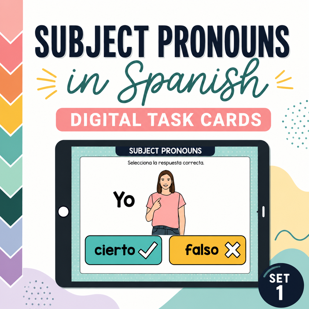 Spanish Subject Pronouns Boom Cards | Distance Learning Activity Set 1