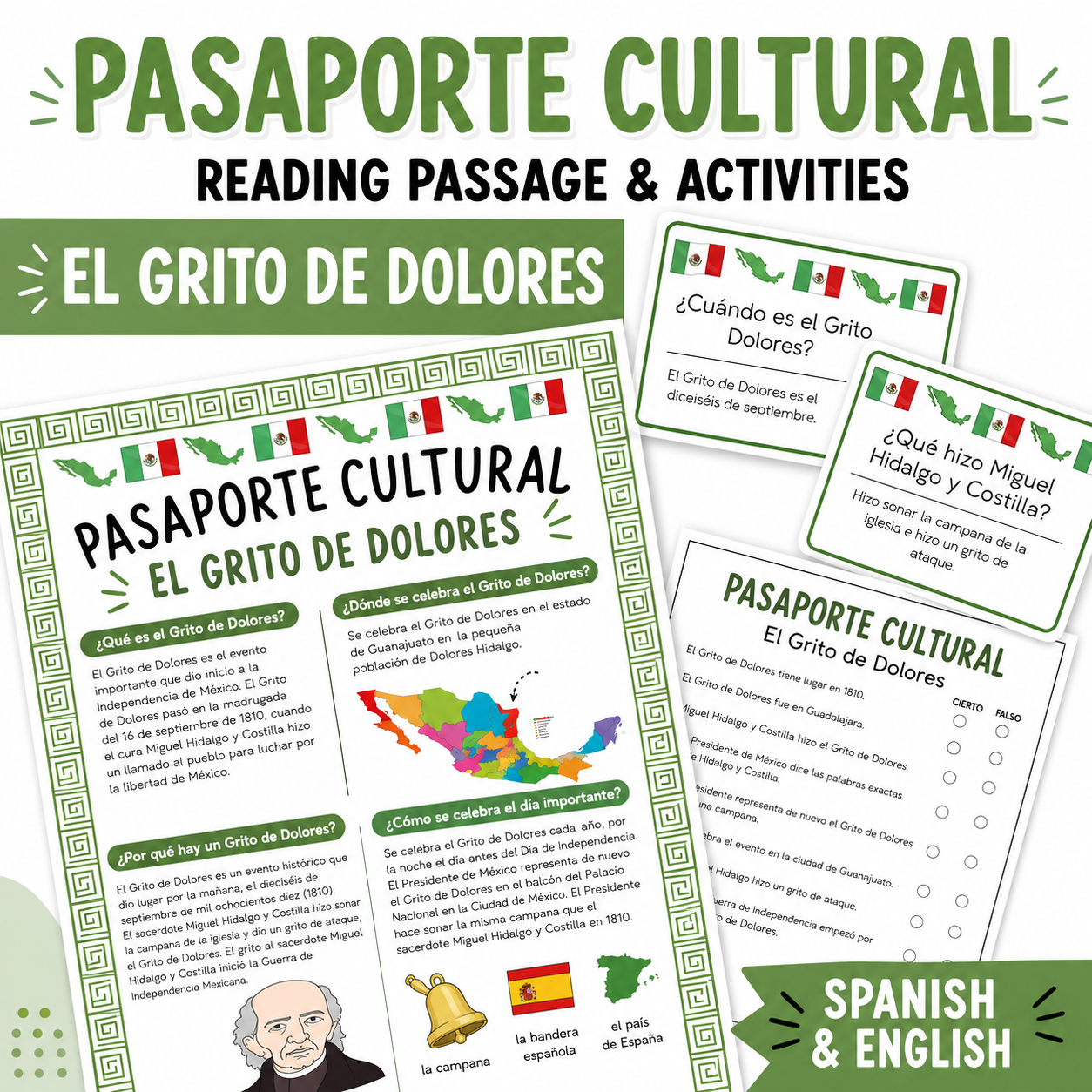 Spanish Mexican Independence Day Reading Activities | El Grito de Dolores